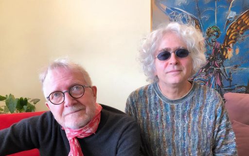 Jean-Claude Bernardet e Rubens Rewald em 2020 no lançamento do filme #eagoraoque, que dirigiram juntos